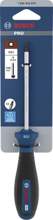 Obeng Bosch PRO SQ1 100 mm dengan gagang ergonomis.